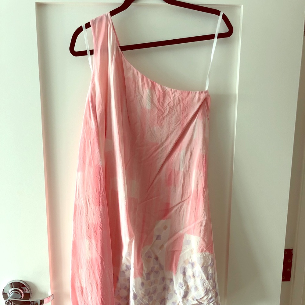 Anthropologie off the shoulder pink dress